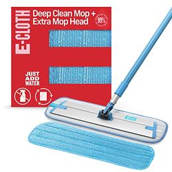 E-Cloth Deep Clean Mop + Extra Head Mocio Umido in Microfibra, Blu e Argento, New Version
