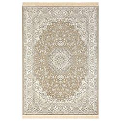 Nouristan Naveh Orient Tapis de Salon à Poils Courts avec Franges - Vintage - en Velours Oriental - pour Salle à Manger, Salon, Chambre à Coucher - Vert Olive - 95 x 140 cm - Coton - 95 x 140 cm