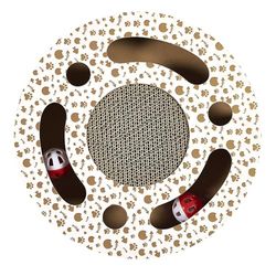 THE CONCEPT FACTORY, AN6073, Griffoir Rond 2 en 1 pour Chat - Design Compact, Activité Ludique, Matériaux Durables, Facilité d'entretien - Taille: 30 cm, Couleur: Marron et Blanc