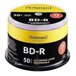Intenso Blu-Ray 25 GB, 6 x snelheid, recorkabel, 50 stuks taartdoos