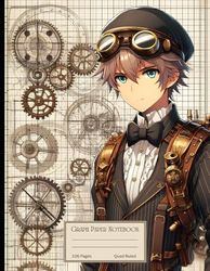 Graph Paper Composition Notebook Quad Ruled: Vintage Anime Steampunk Engineer Cover for School, College, Office, Work