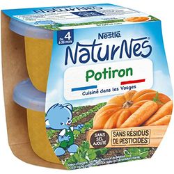 Nestlé Naturnes Petits Pots Bébé Potiron -Dès 4/6 mois - 2x130g (Lot de 10)