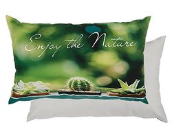 OOTB Enjoy The Nature och 3 växter kudde med dragkedja, polyester flera färger, 50 x 30 x 8 cm