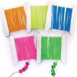 Baker Ross FC845 Neon Gekleurd Elastiek - Pak van 5, Elastiek voor het knutselen van kralen en sieraden voor kinderen, Kunst en Knutselen voor kinderen