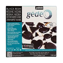 Pébéo - Gédéo Kit Résine Couleur 150 ML Noir - Résine Époxy Colorant Noire - Résine Liquide Coulage, Moulage, Vernis - Résine Époxy Compatible Bois et Autres Matériaux 150 ML - Noire
