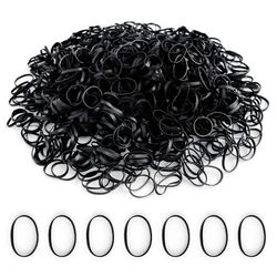 1000 x Black Hair Bands, Mini Hair Elastics, Small Hair Elastics, Women's Hair Accessories, Girls for Braids and DIY Hairstyles