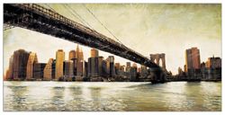 Artopweb Matthew Daniels Brooklyn Bridge View 100 x 50 cm dekorativ panel, MDF (medeltät träfiberplatta), papper, bunt, 100 x 50 cm