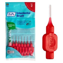 TePe Brossettes interdentaires Original - Nettoyage facile des espaces interdentaires - 1 x 8 brossettes - Diamètre 0,5mm - Rouge