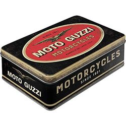 Nostalgic-Art Caja ​Plana Retro Guzzi – Logo Motorcycle – Idea de Regalo para Amante a Moto, Lata metálica con Tapa, Diseño Vintage, 2,5 l