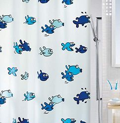 Spirella Tenda da Doccia PEVA Hugo 180x200 cm Blu e Bianco