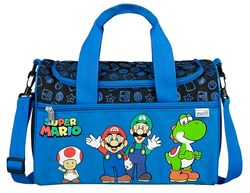 Scooli - Borsa sportiva Super Mario per bambini - 23 x 35 x 16 cm - scomparto principale spazioso - tracolla regolabile - accessori per la scuola - borsa a tracolla