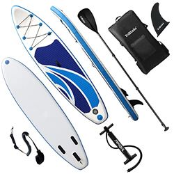 Triclicks Inflatable Stand Up Paddle Board SUP Board Set Stand Up Paddling Board Surfboard with Complete Accessories, Paddle, Hand Pump, Leash, Finner, Backpack, 300 x 76 x 15 cm (12B)
