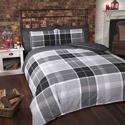 Argyle - Funda de edredón para Cama de Matrimonio, Gris, Suelto