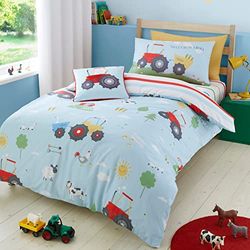 Bedlam - Farmyard Friends - Set copripiumino reversibile - Letto matrimoniale in blu