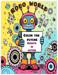 Robo world:Colour the future robots in action: Coloring book for children's and adults of robots with daily lifestyle