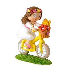 Mopec Figura de bolo de menina em bicicleta, poliéster, branco, 4,5 x 11 x 13,5 cm
