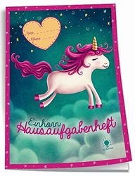Color-Hausaufgabenheft für Schlaue Einhorn: A5, 96 Seiten, mit extra starkem Klarsichtumschlag