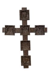 Croce in bronzo con sei scene evangeliche
