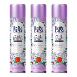 PisPás Pack de Shampoo Sec Fleurs Blanches - Set de 3 Unités pour des Cheveux Frais et Volumineux Instantanément, Idéal pour une Utilisation Rapide et Quotidienne.