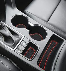 Auovo 2021 Anti-dust Mats for Kia Sportage KX5 Accessories 2017 2018 2019 2020 2021 2022 Custom Interior Cup Holder Inserts Center Console Door Pockets Liners 15pcs (Red Trim)
