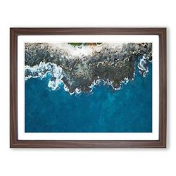 The Coast Of Waianae In Honolulu Hawaii Modern Art Framed Wall Art Print, Ready to Hang Picture for Living Room Bedroom Home Office Décor, Walnut A3 (46 x 34 cm)