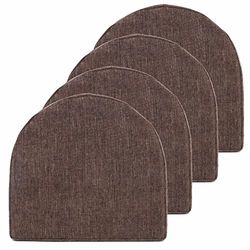 Sweet Home Collection Cojines para Silla, 100% Espuma viscoelástica de Alta Densidad, en Forma de U, 17 x 16 Pulgadas, Funda de Goma Antideslizante para Asiento Trasero, Paquete de 4, marrón café, 4