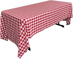 Linho Gingham xadrez retangular toalha de mesa, poliéster, vermelho/branco, 152,4 x 305 x 0,04 cm
