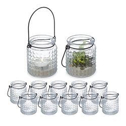 Relaxdays Candle Lanterns, 80% glass 20% iron, Clear/Black, 9 x 8 cm