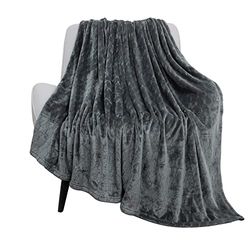 TOONOW Fleece Blanket Textured Fuzzy Plush Throw Blanket 50" x 60", Super Soft Fluffy Bed Blanket Geometric Pattern Comfy Microfiber Flannel Blankets for Couch, Bed, Sofa, Dark Grey