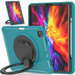 iPad Pro 12.9 Kids Case 4e / 3e generatie (2020/2018) met penhouder - handvat met draaistandaard, robuuste schokbestendige beschermhoes iPad Pro 12,9 inch blauw