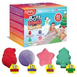 12 Bombe da Bagno Natalizie di Zimpli Kids, Riempi Calze per Bambini, Fizzers da Bagno, Regali di Natale per Bambini e Bambine, Biologiche, Idratanti, Vegan Friendly e Cruelty Free