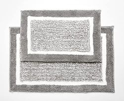 Penguin Home Badmat Set van 2, 100% Micropolyester stapel, zilver, Race Track-50x80 & 40x60 cm