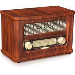 MAD-RETRORADIO - MADISON - Vintage radio on battery with FM, Bluetooth, AUX-IN 10W - Wooden finish