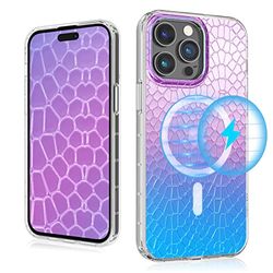 MYBAT PRO - Custodia magnetica sottile trasparente per iPhone 14 Pro Max da 6,7 pollici, compatibile con MagSafe, serie Glitter Mood per donne e ragazze, grado militare goccia antiurto non