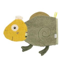 Fehn Gant de Toilette Caméléon, avec Motif d’Animal pour un Bain Joyeux, Absorbant et Doux, pour Bébés et Enfants dès 0 Mois