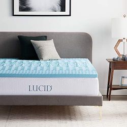 LUCID Matrastopper met 5 zones, 5 cm gel traagschuim matrasoplegger, ademend, Oeko-Tex, 120 x 200 cm, blauw