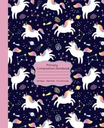 Unicorn Primary Composition Notebook: K-2 Write and Draw Journal with Wide Ruled, Dotted Midline Pages with Picture Space