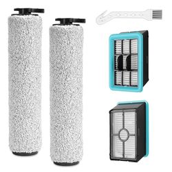 3831 Brosse rouleau et filtre de rechange compatible avec aspirateur Bissell Crosswave Hard Floor Expert 3831, HF2 3845N, brosse à récurer pour sol humide et sec, kit d'accessoires 2 rouleaux de