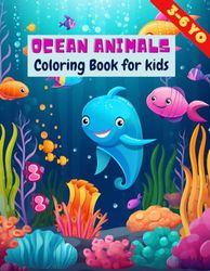 Ocean animals: Underwater life coloring book for kids, age 3-6 years old, activity book, shapes and words.