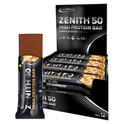 IronMaxx Zenith 50 XL Barrinha de proteína - amendoins 12 x 100 g | barra de proteína com 50% de proteínas, baixo em carboidratos, baixo em açúcar com aminoácidos importantes