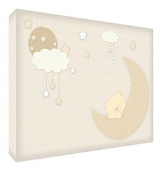 Feel Good Art BEARMOON-A6BLK-01IT Token decoratief acryl, diamantgeslepen, motief beer op de maan, beige, 14,8 x 10,5 x 2 cm
