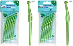 TePe Brossettes interdentaires Angle - Idéal pour le nettoyage des espaces interdentaires des molaires - 1 x 6 brossettes - 0,8 mm - Vert (Lot de 2)