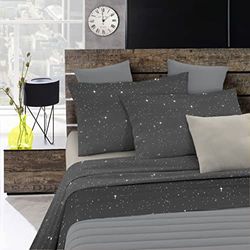 Italian Bed Linen, Juego de sábanas “Fashion”, Stars Grigio, Doble