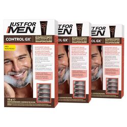 Just For Men Control GX Shampoing Barbe, Reduit Le Poils Blancs À Chaque Lavage, Pour Des Résultats Subtils Et Naturels, Toutes Les Nuances, 118 ml (Lot De 3)