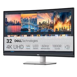 Dell S3221QSA 31.5" 4K UHD (3840x2160) 1800R Monitor Curvo, 60Hz, VA, 4ms, AMD FreeSync, 99% sRGB, Altoparlanti integrati, DisplayPort, 2x HDMI, 3x USB, 3 Anni di Garanzia, Argento