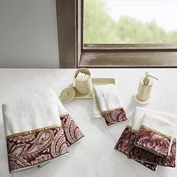 Madison Park Aubrey - Set di asciugamani da bagno in 100% cotone di lusso, altamente assorbenti, ad asciugatura rapida, design jacquard cachemire, qualità per hotel e spa, decorazione per il bagno,