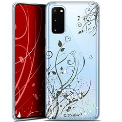 Caseink Beschermhoesje voor Samsung Galaxy S20 (6.2) [gel, HD-motiefdruk in Frankrijk, collectie Love Valentijnsdag, Design Hearts Flowers - zacht - ultradun]