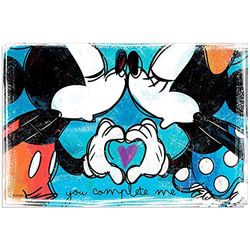 EGAN Conjunto de 2 toalhas de mesa individuais azul Mickey e Minnie