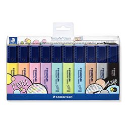 STAEDTLER Pastell Textmarker Textsurfer classic, mit großem Tintenspeicher für extra lange Markierleistung, Keilspitze ca. 1-5 mm, hohe Qualität, Etui mit 10 Pastell Farben, 364 CWP10