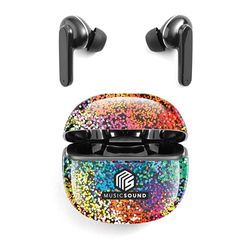 Music Sound - FANCY - Auricolare Bluetooth In Ear senza fili - Disponibile in più colorazioni e fantasie - Playtime fino a 25 Ore - Nero